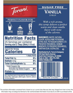 Jarabe De Vainilla Original Italia Torani Sugar Free Syrup - Chai ClubtornaiToraniChai Club